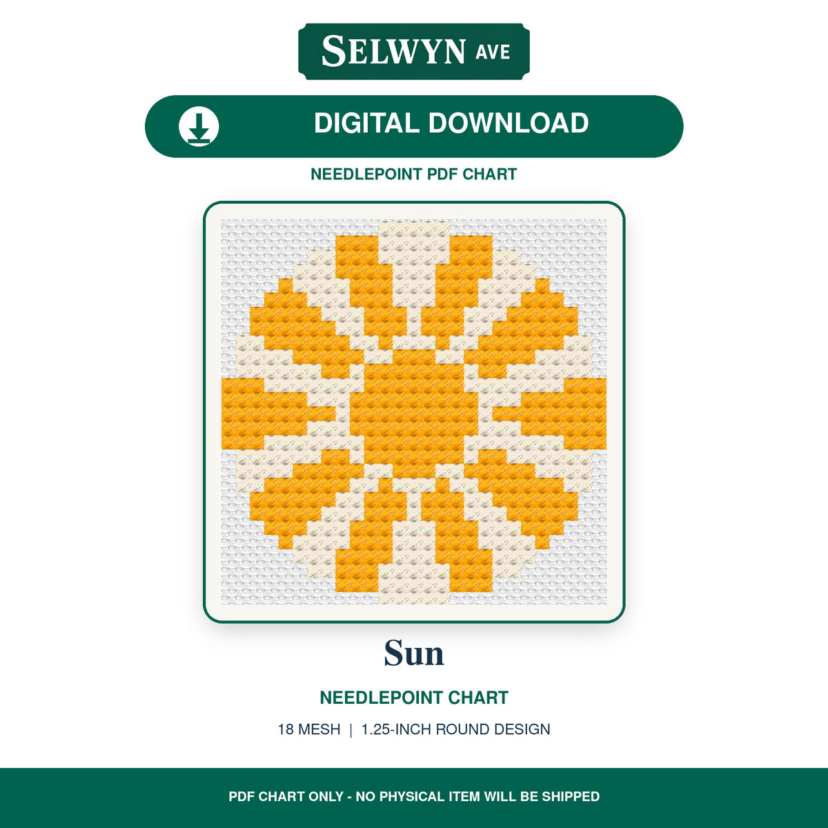 Sun Digital Needlepoint Chart