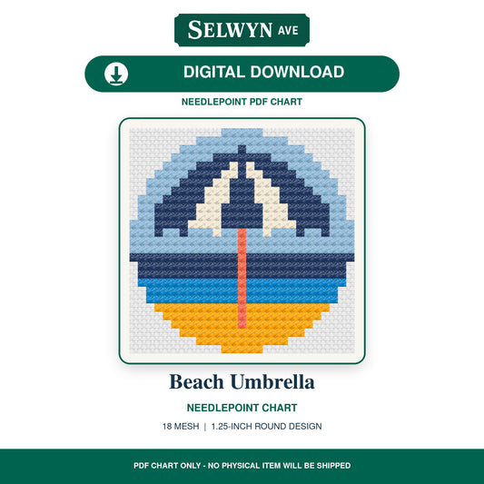 Beach Umbrella Digital Needlepoint Chart