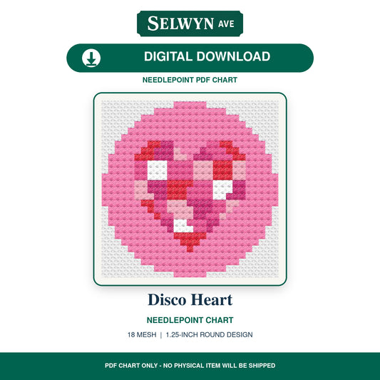 Disco Heart Digital Needlepoint Chart