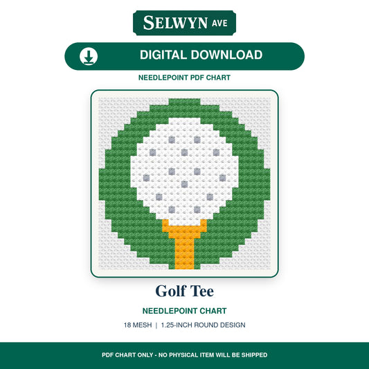 Golf Ball on a Tee Digital Needlepoint Chart