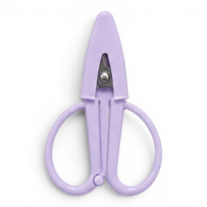 G&A Canvas Co Super Snip mini thread scissors in lilac with an integrated protective silicone sleeve.