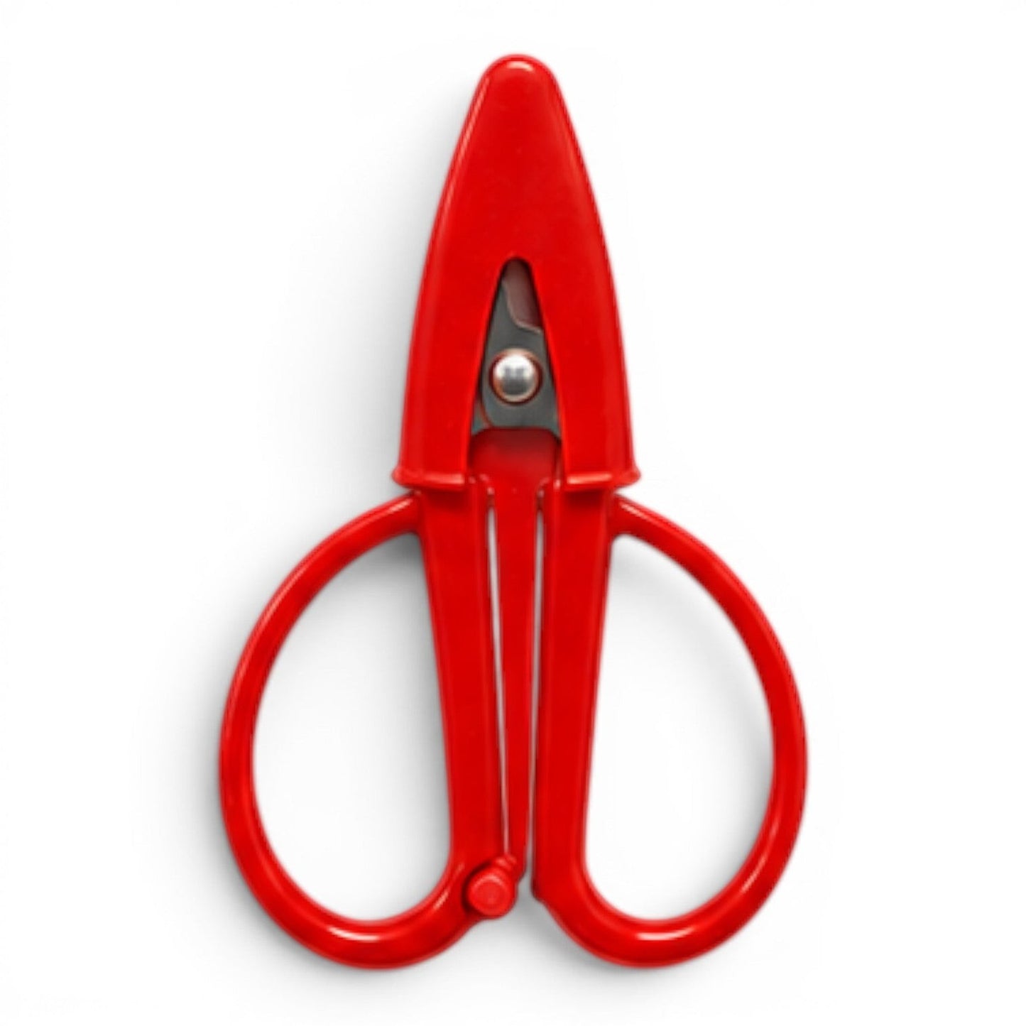 G&A Canvas Co red Super Snip mini thread scissors with integrated protective silicone sleeve and stainless blades